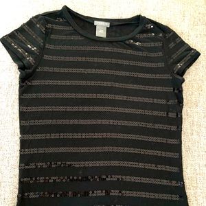 Ann Taylor Black Sequin Tee